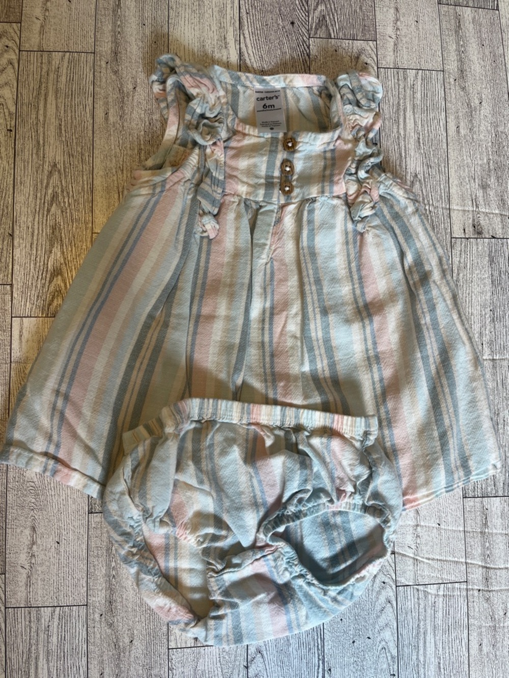 Carter's Pastel Stripe Dress with Matching Bloomer Size 6 Months